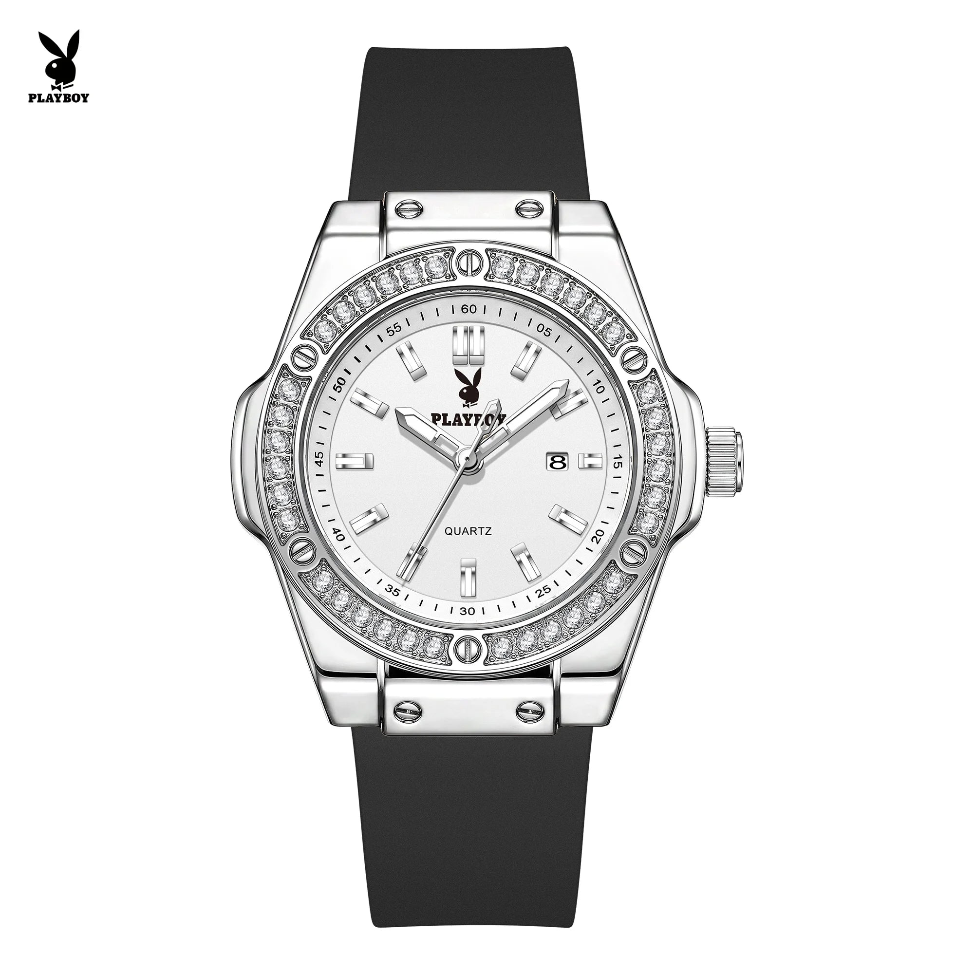 PLAYBOY Women's Luxury Diamond Bezel Watch | Elegant Quartz Timepiece