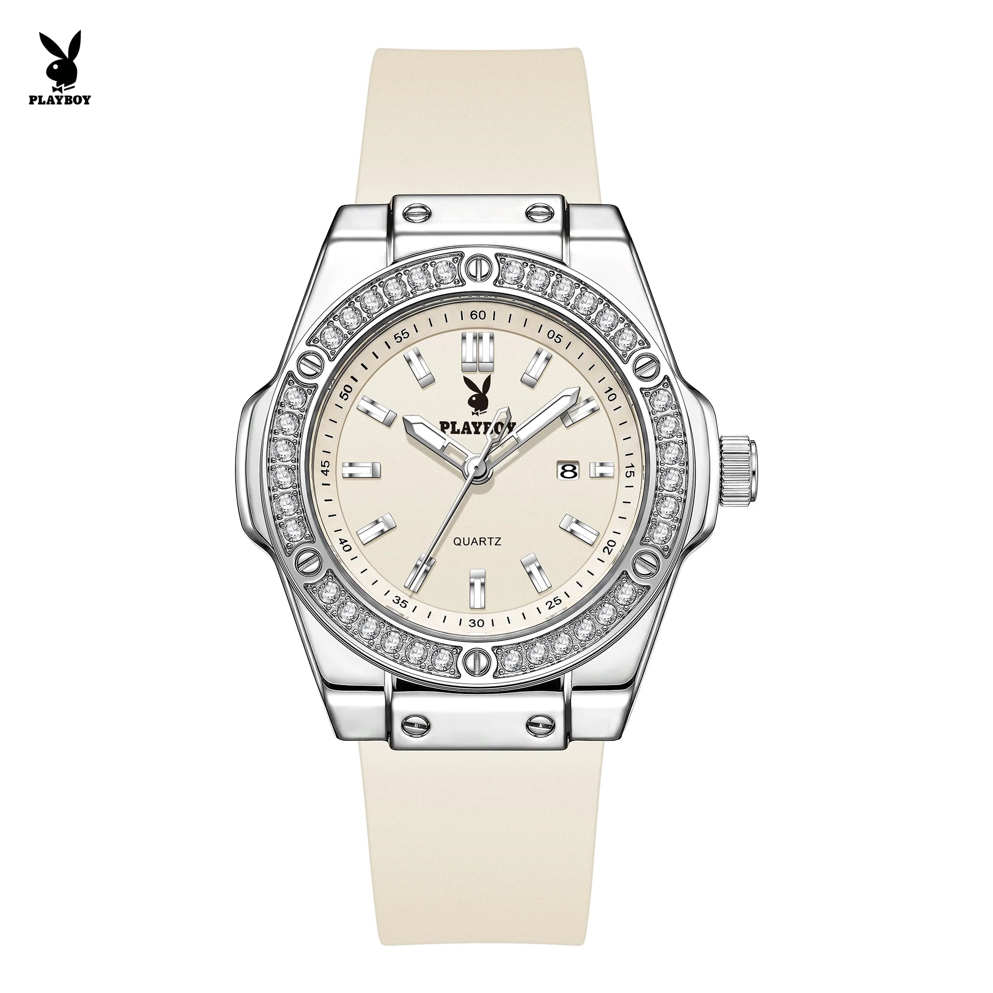 PLAYBOY Women's Luxury Diamond Bezel Watch | Elegant Quartz Timepiece