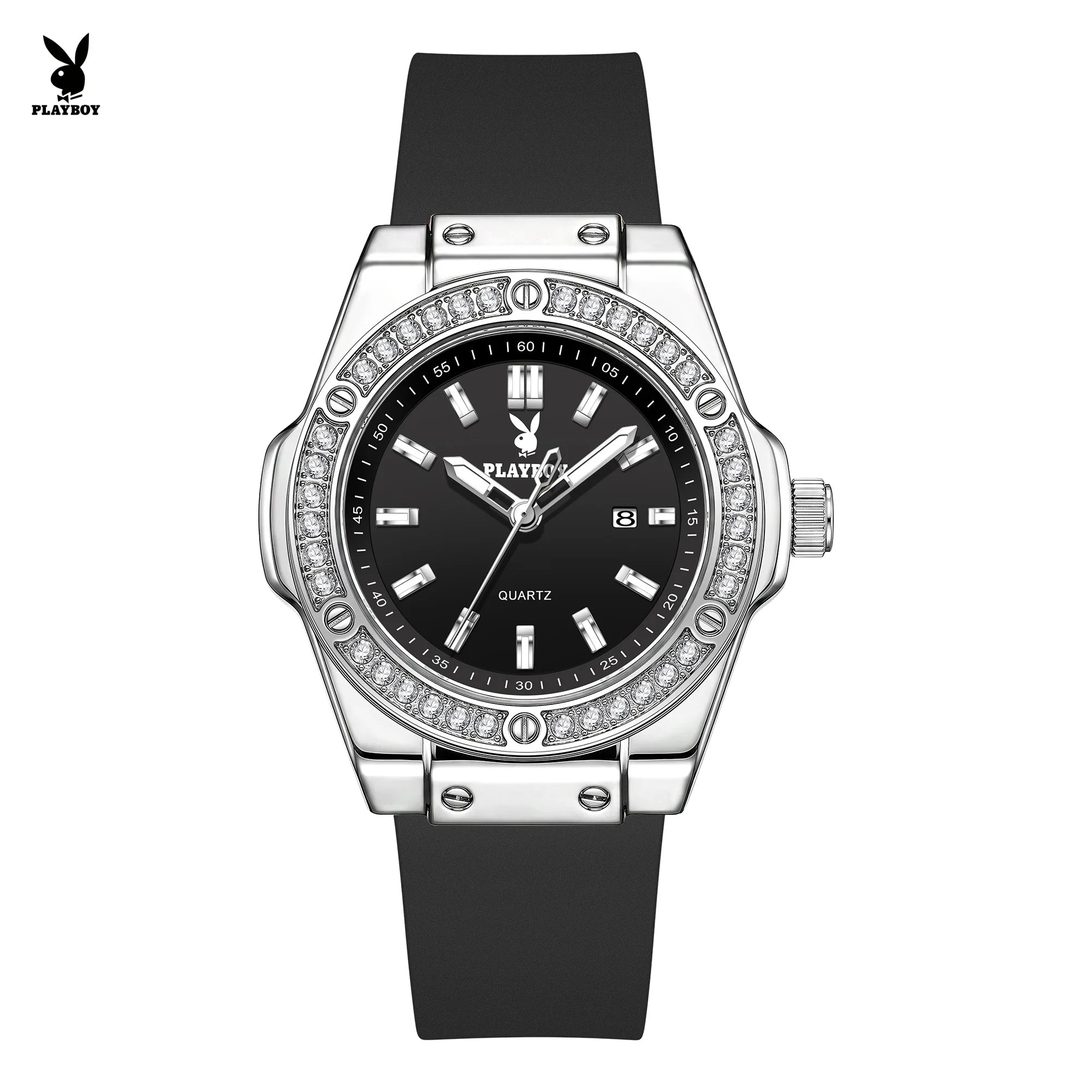 PLAYBOY Women's Luxury Diamond Bezel Watch | Elegant Quartz Timepiece