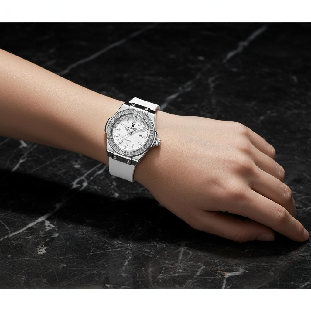 PLAYBOY White Luxury Watch on Marble